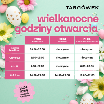 Wielkanocne godziny otwarcia