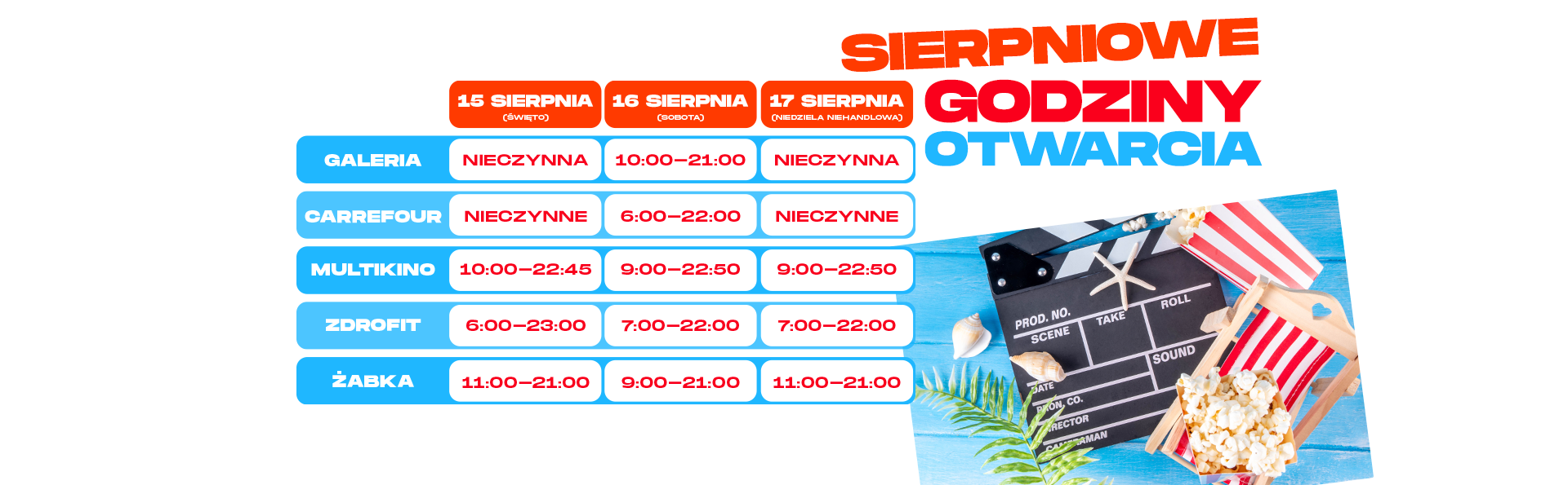 Godziny otwarcia 15.08