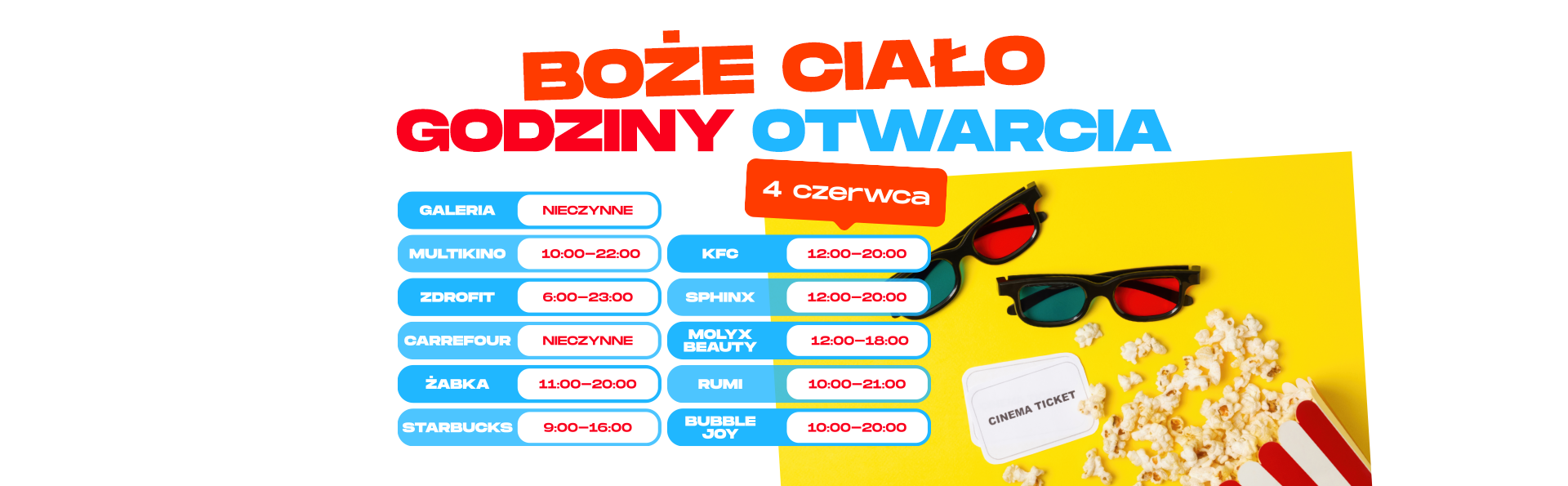 Godziny otwarcia w Boże Ciało