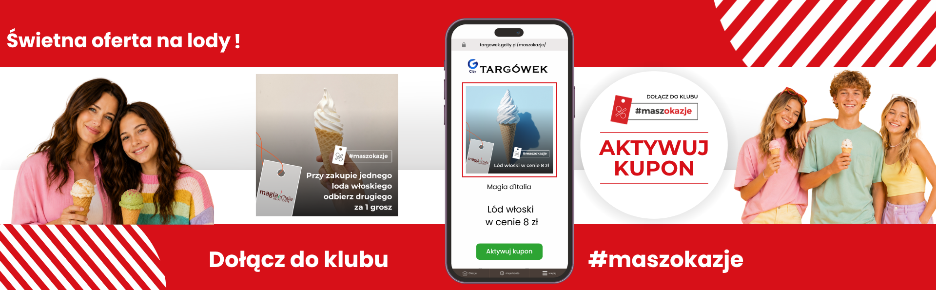Wakacyjne okazje na lody włoskie w Magia D’Italia w G City Targówek z kuponem #maszokazje