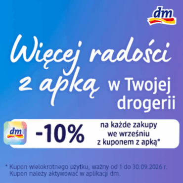 - 10% na całe zakupy w dm