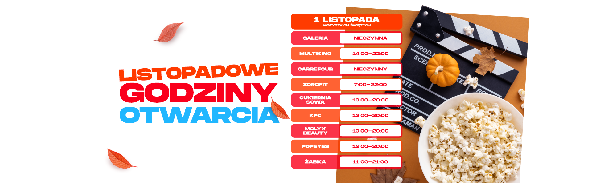 Godziny otwarcia 1 listopada